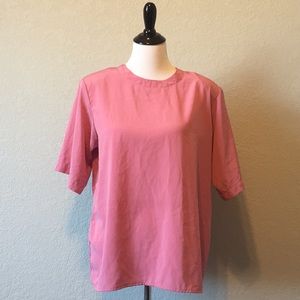 Vtg 80's Yves St. Clair Blouse Top Short Sleeve XL